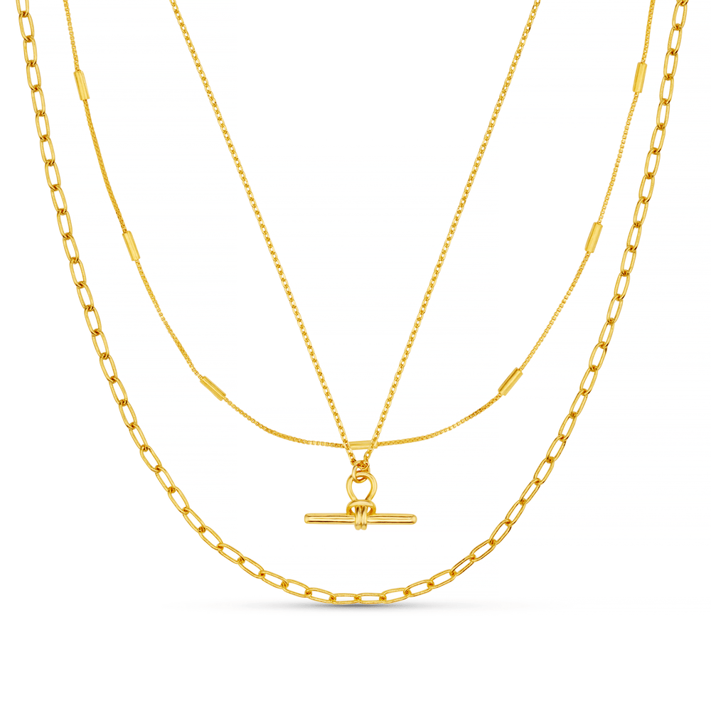 Layered Necklaces Dainty T-Bar 3-Row Necklace Orelia Jewellery