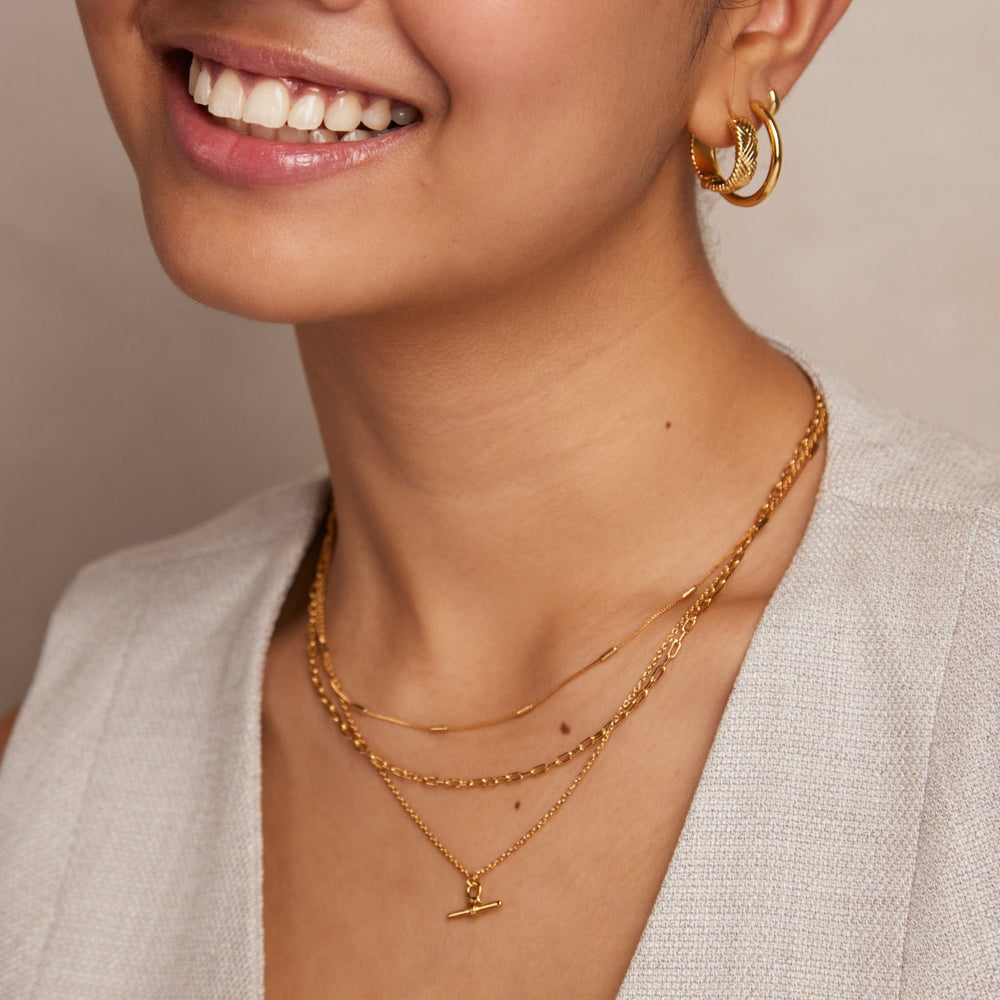 Layered Necklaces Dainty T-Bar 3-Row Necklace Orelia Jewellery