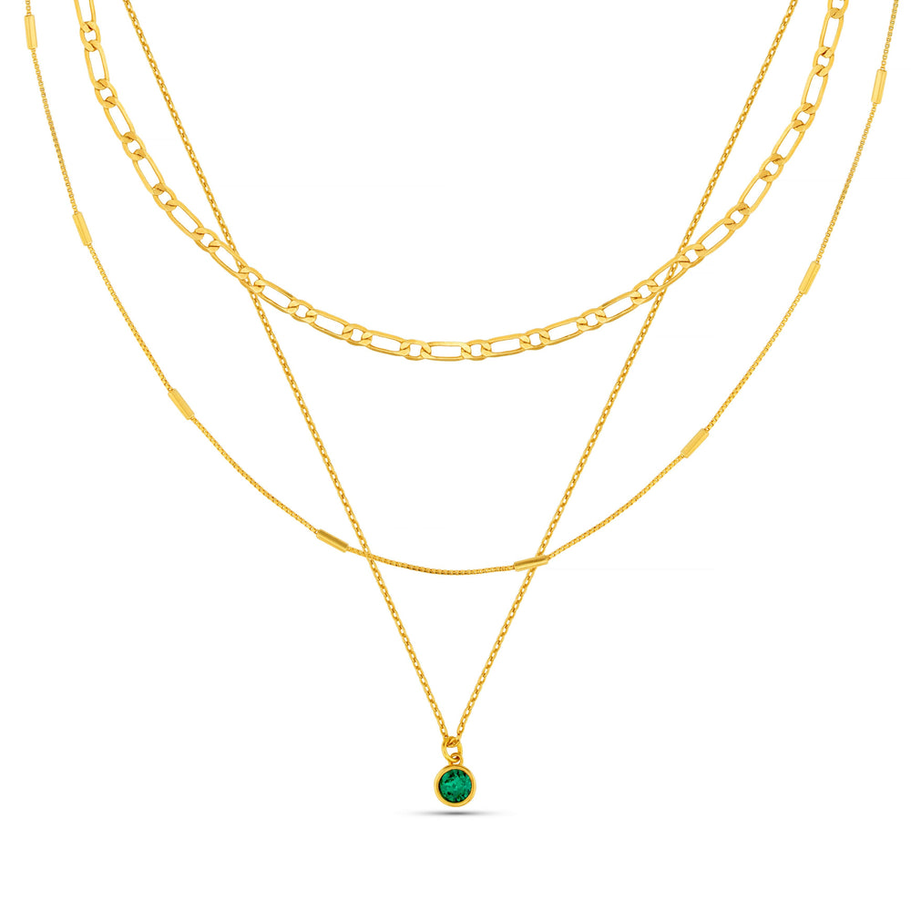Layered Necklaces Emerald 3-Row Necklace Made With Swarovski® Crystals Orelia Jewellery