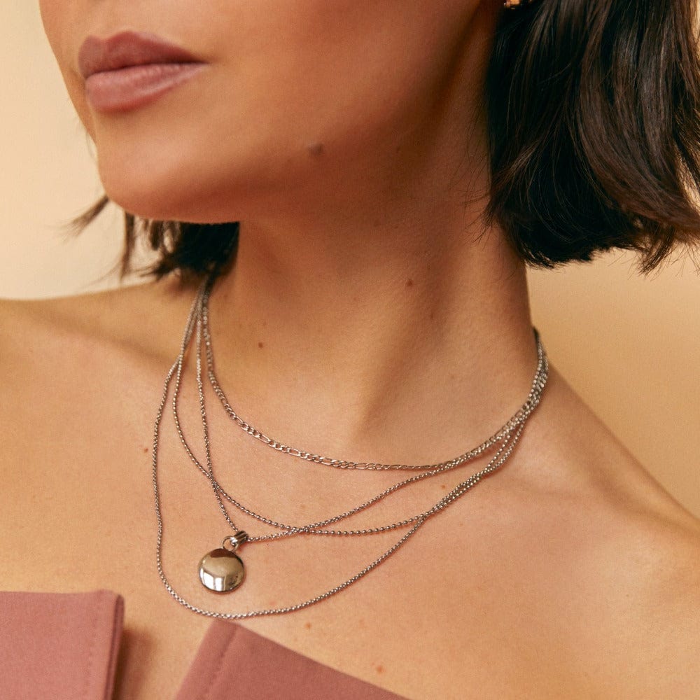 Layered Necklaces LUXE Multi Row Chain Necklace - Silver Orelia Jewellery
