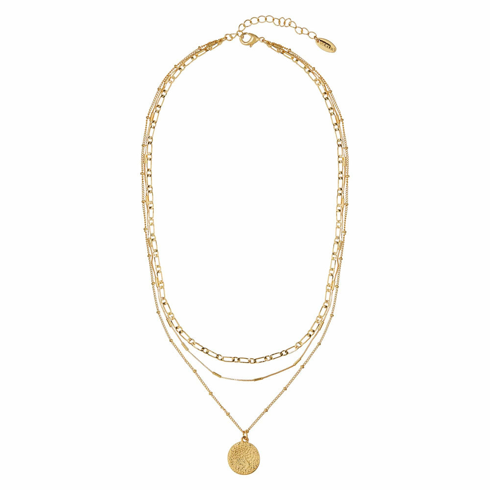 Layered Necklaces Multi Row Coin Necklace - Gold Orelia Jewellery