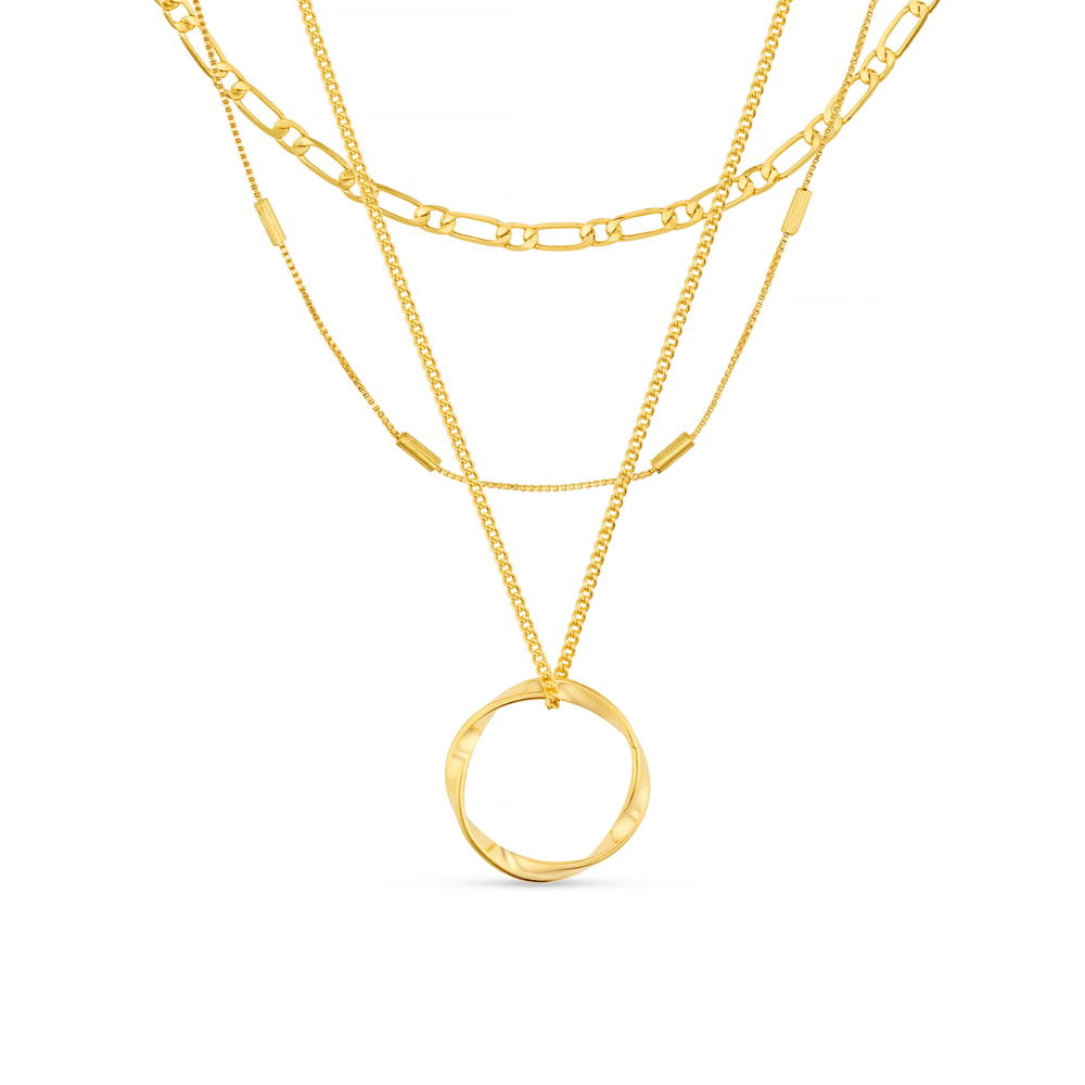 Layered Necklaces Open Circle Three Row Necklace - Gold Orelia Jewellery