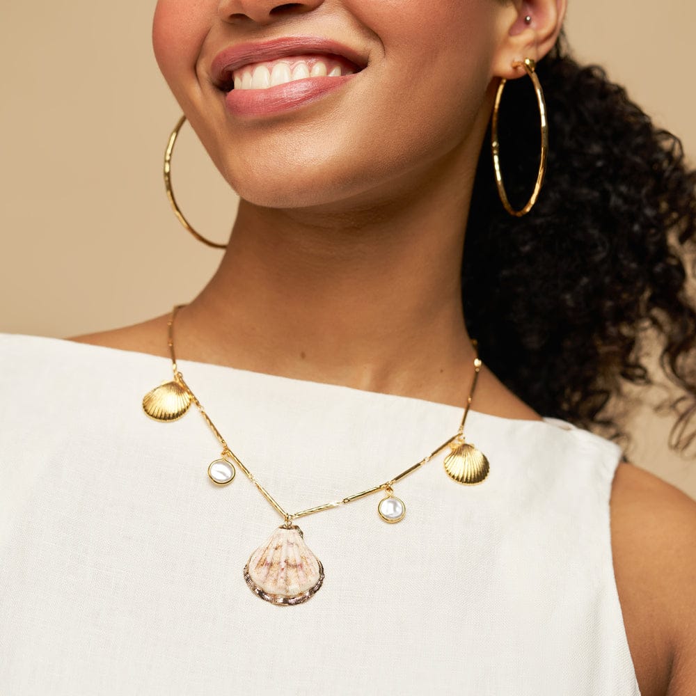 Long Necklace Default Statement Mixed Shell & Pearl Charm Necklace Orelia Jewellery