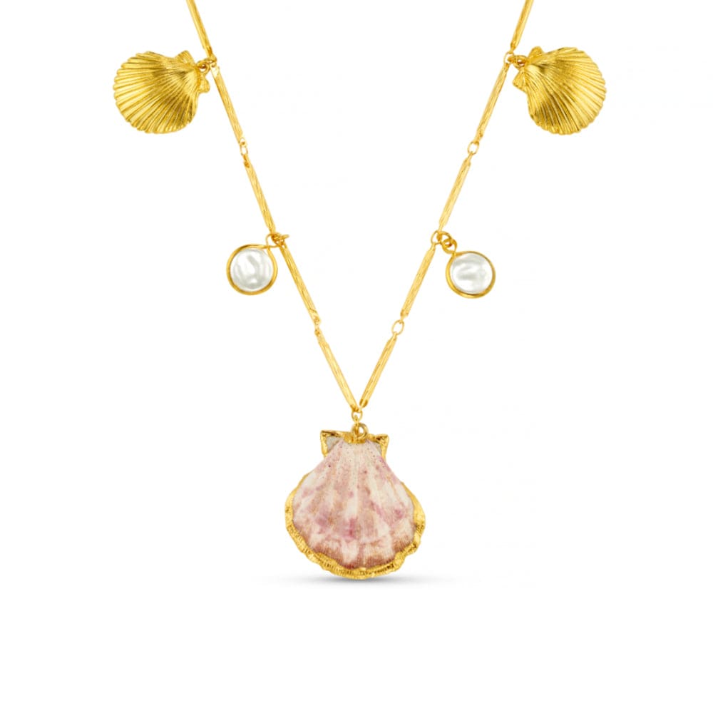 Long Necklace Default Statement Mixed Shell & Pearl Charm Necklace Orelia Jewellery