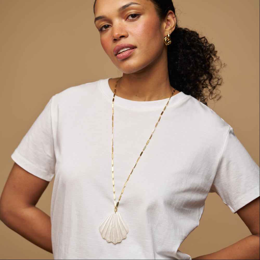 Long Necklace Default Statement Resin Shell Long Necklace Orelia Jewellery