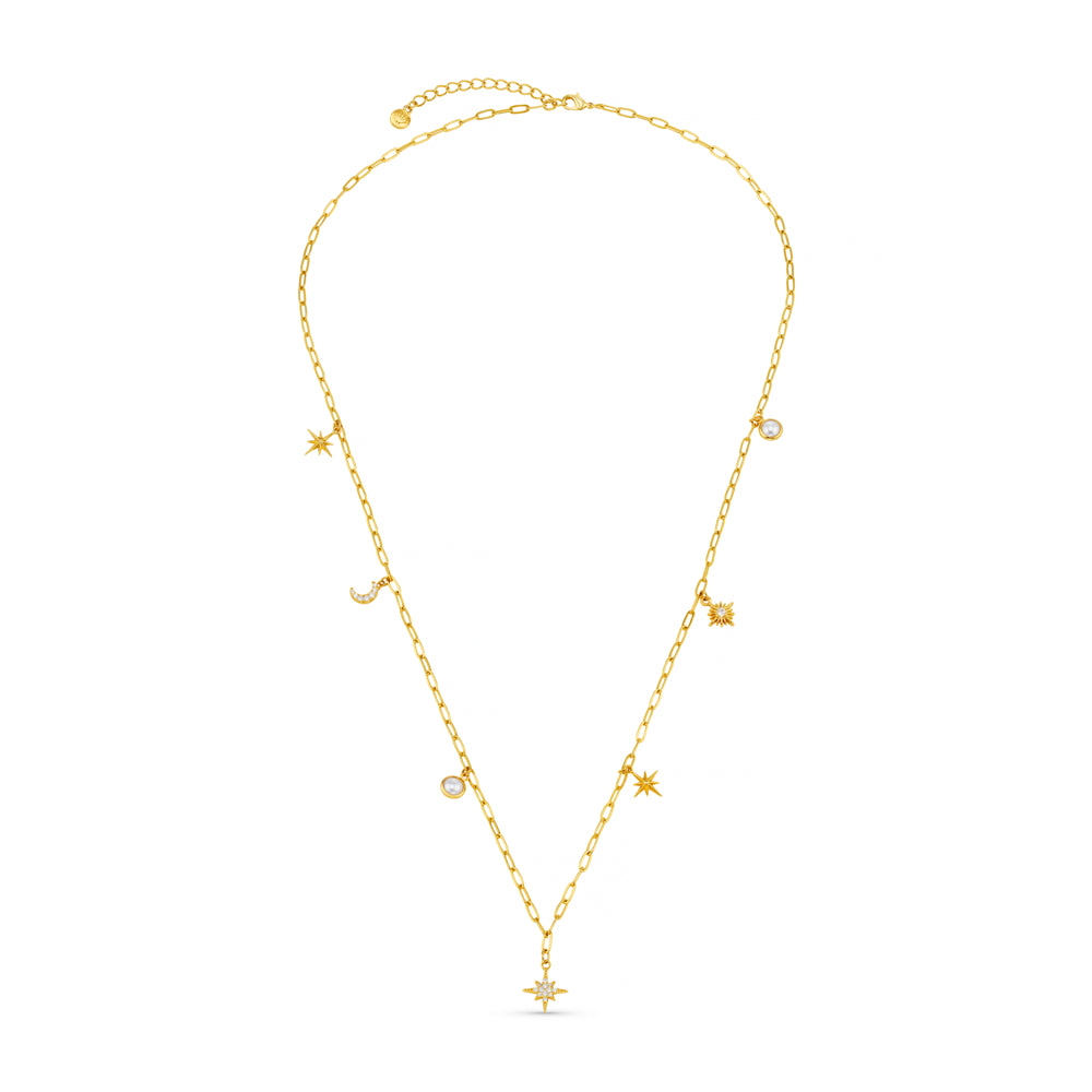 Long Necklace ONE Celestial Multi Charm Rope Necklace Orelia Jewellery