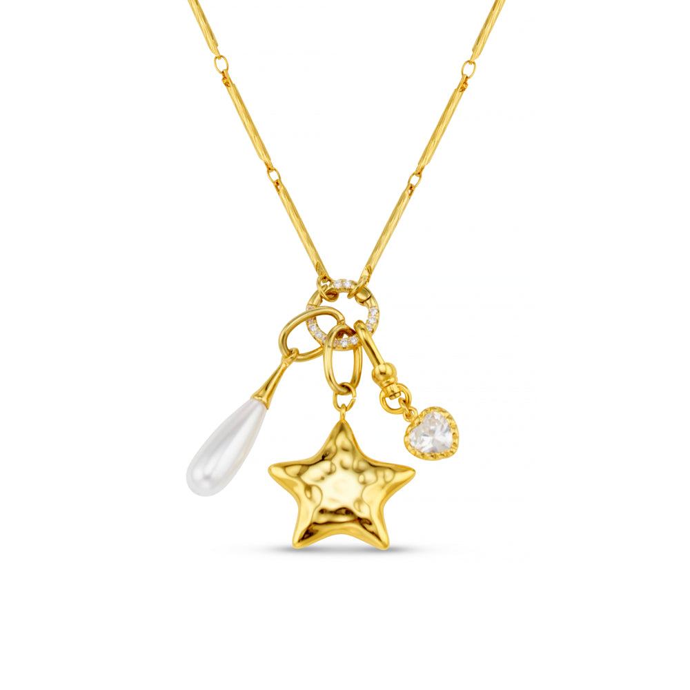 Long Necklace ONE Mixed Charm Long Cluster Necklace Orelia Jewellery