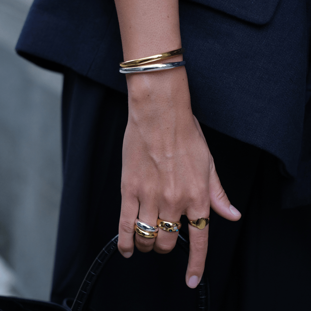 LUXE Domed Bangle - Silver Orelia Jewellery