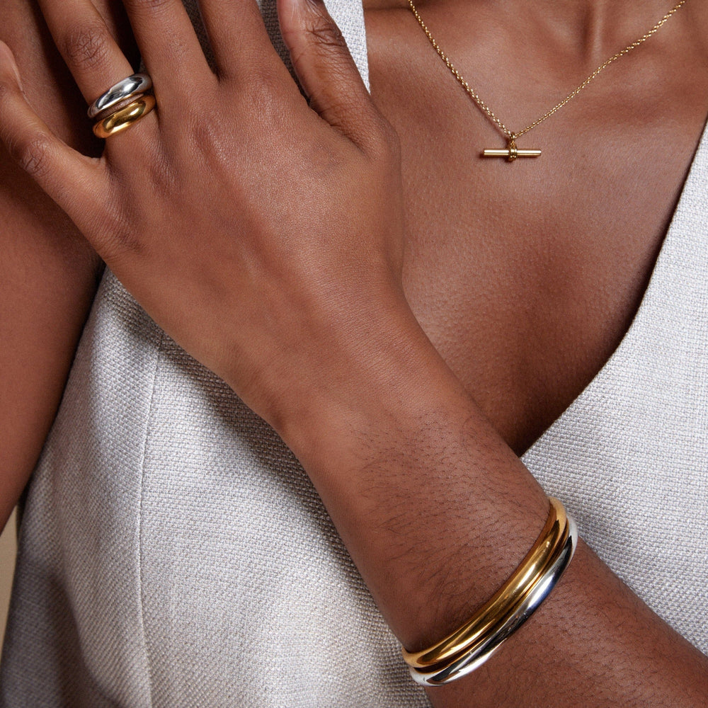 LUXE Domed Bangle - Silver Orelia Jewellery