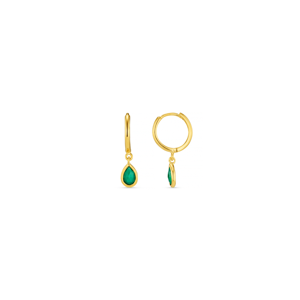 LUXE Green Onyx Teardrop Huggie Hoop Earrings Orelia Jewellery