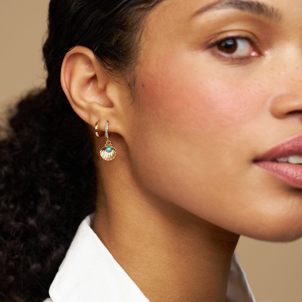 Micro Hoop Default Turquoise Shell Micro Hoop Earrings Orelia Jewellery