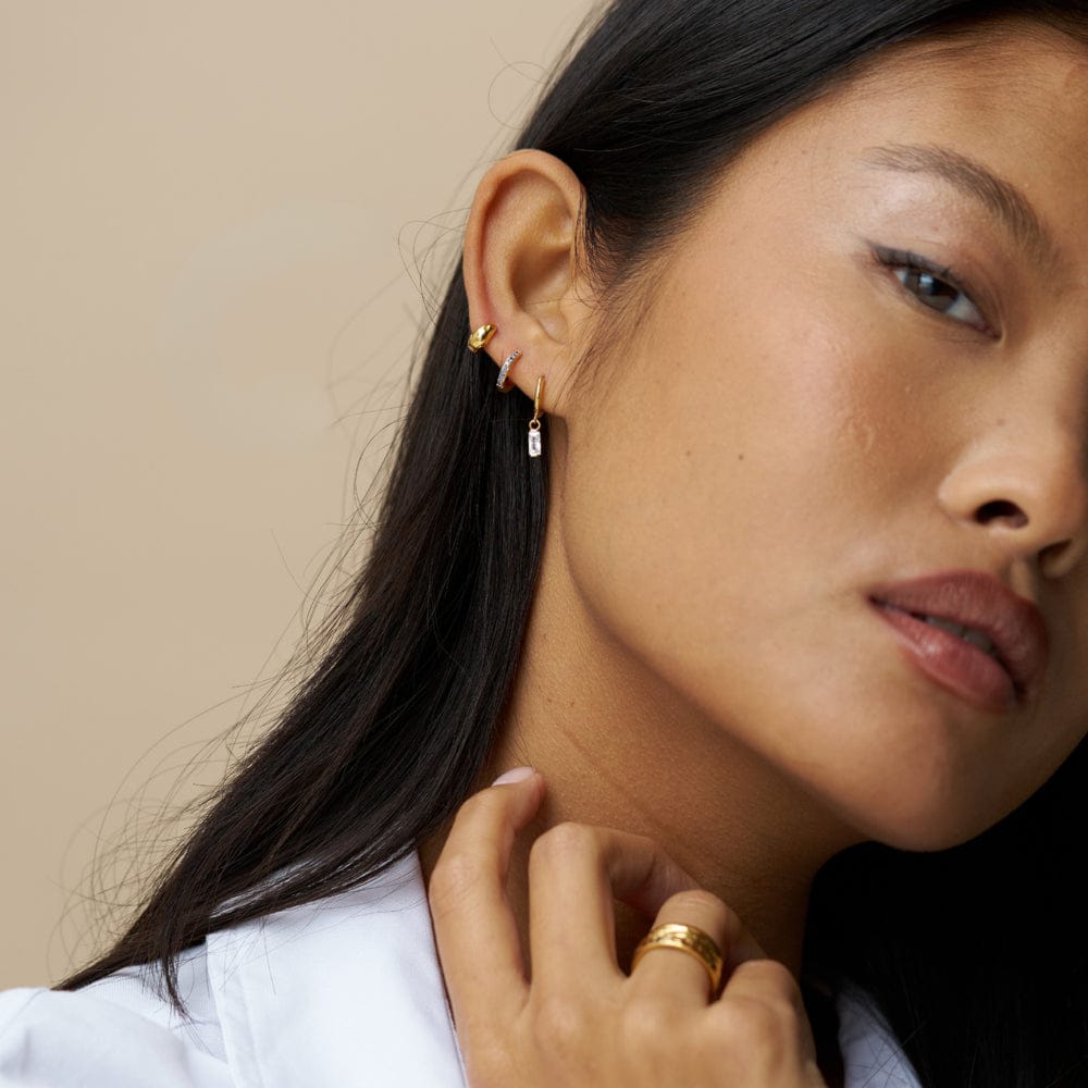 Micro Hoop ONE Blue Mini Micro Pavé Hoop Earrings Orelia Jewellery