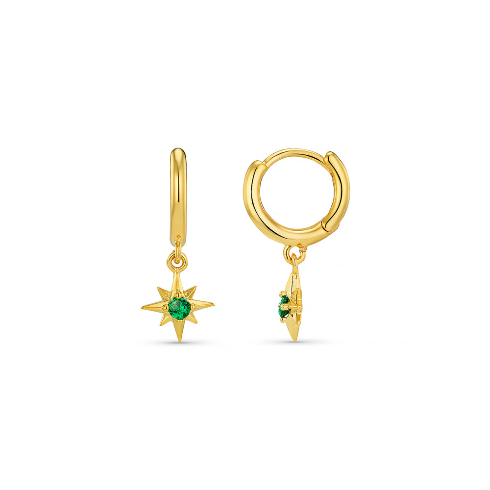 Micro Hoop ONE Emerald Starburst Micro Hoop Earrings Orelia Jewellery