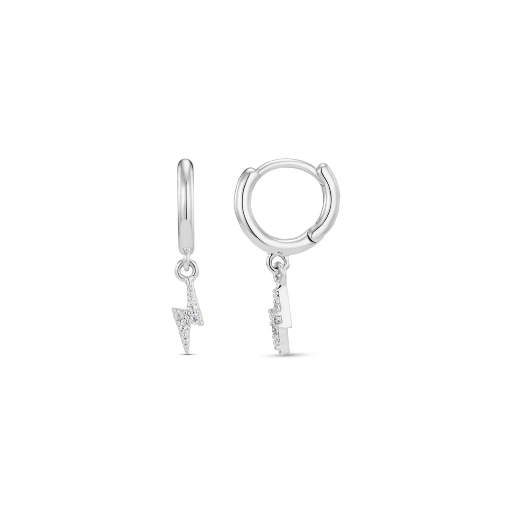 Micro Hoop ONE Pavé Lightning Mini Micro Hoop Earrings Silver Orelia Jewellery
