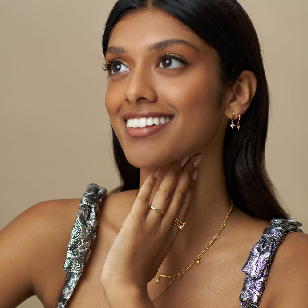 Micro Hoop ONE Pavé Starburst Mini Micro Hoop Earrings Orelia Jewellery