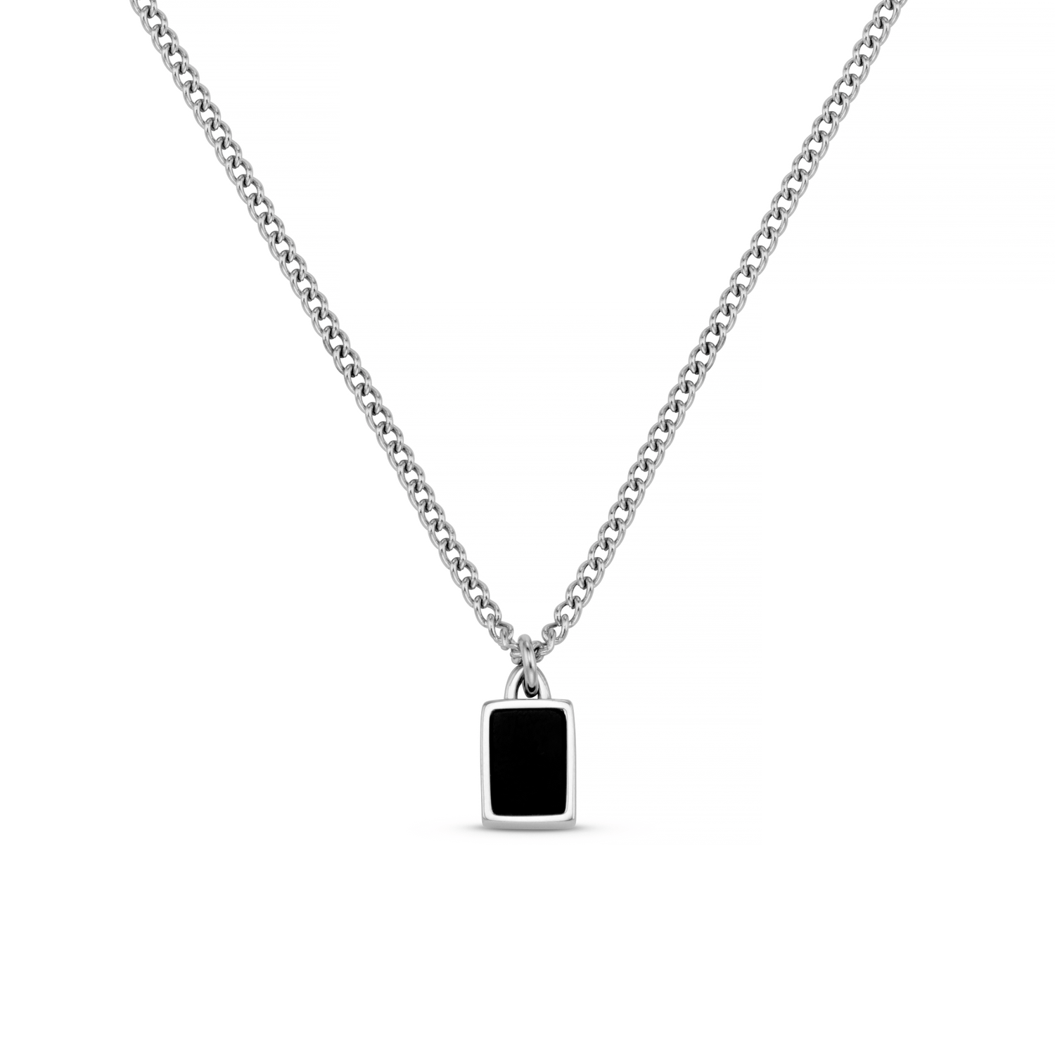 Mid - length Necklace Black Agate Tag Chain Necklace Orelia Jewellery