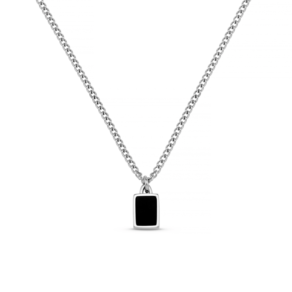 Mid - length Necklace Black Agate Tag Chain Necklace Orelia Jewellery
