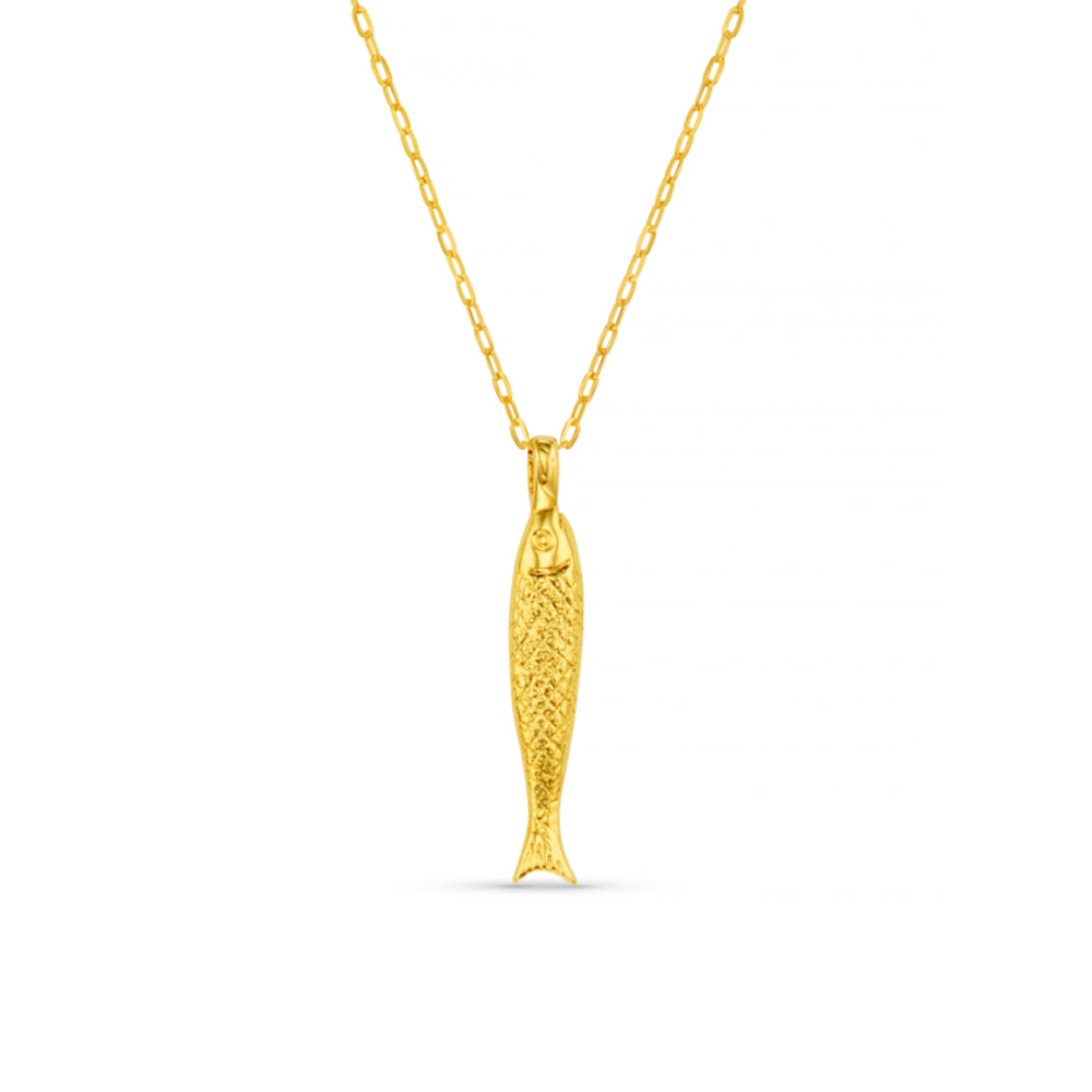Mid-Length Necklace Default Textured Fish Charm Necklace Orelia Jewellery