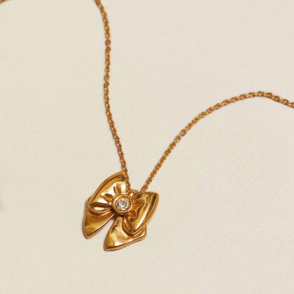 Mid-Length Necklace Default Vintage Crystal Bow Pendant Chain Necklace Orelia Jewellery