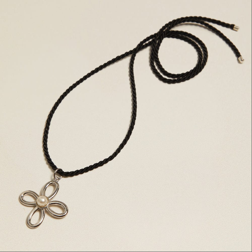 Mid-Length Necklace Default Vintage Flower Pearl Twisted Cord Necklace Orelia Jewellery