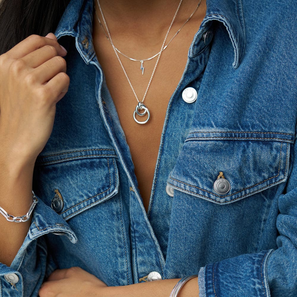 Mid-Length Necklace ONE Interlocking Open Circle Necklace Silver Orelia Jewellery