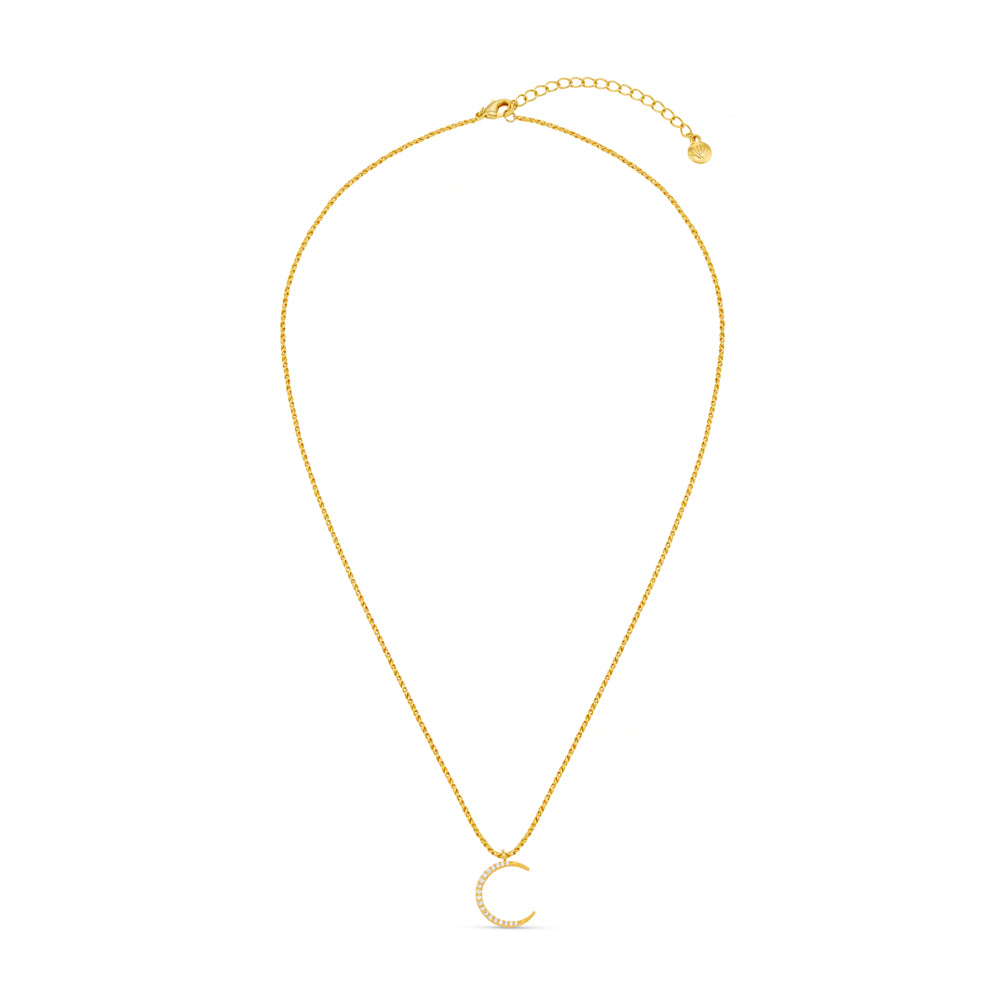 Mid-Length Necklace ONE Pavé Moon & Rope Chain Necklace Orelia Jewellery