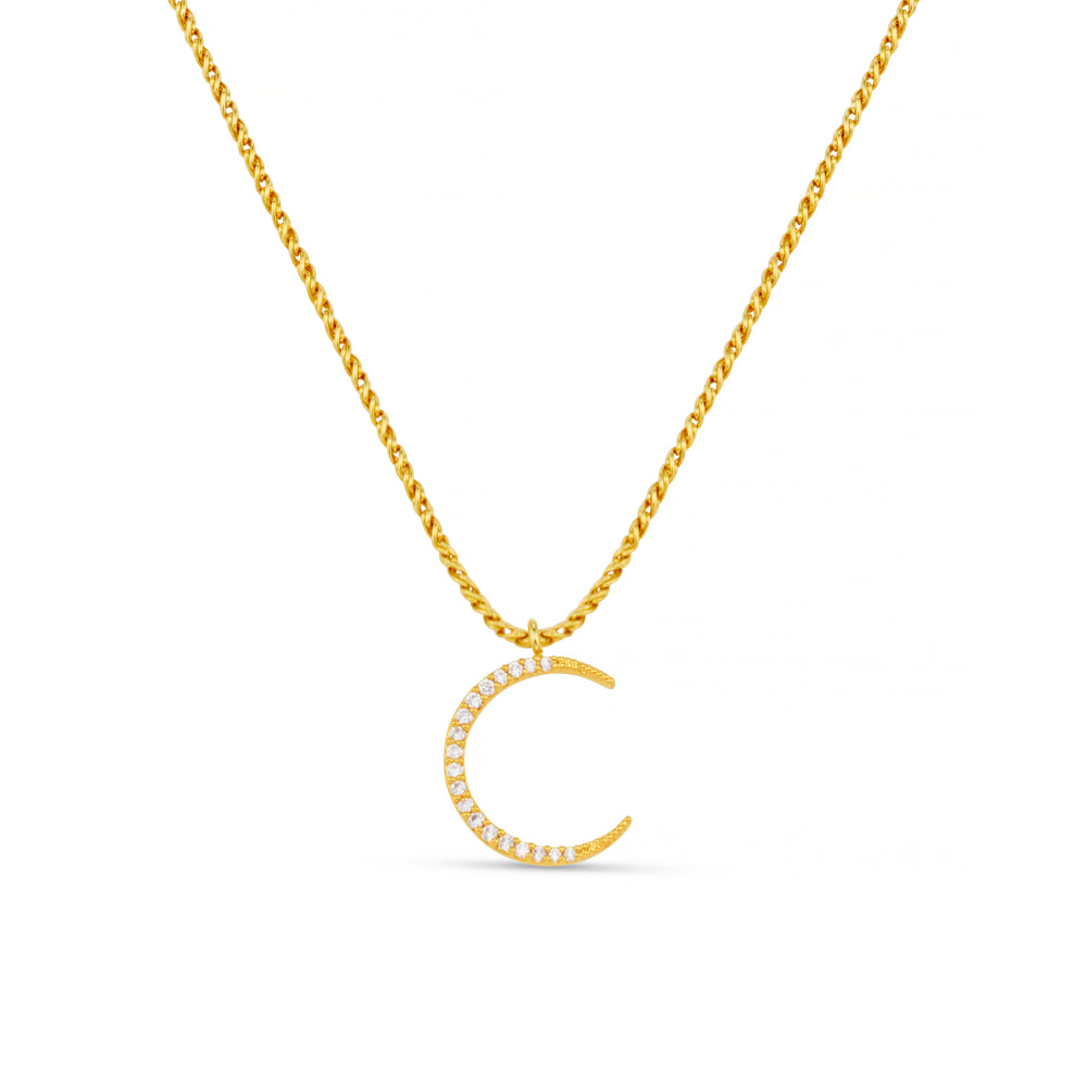 Mid-Length Necklace ONE Pavé Moon & Rope Chain Necklace Orelia Jewellery