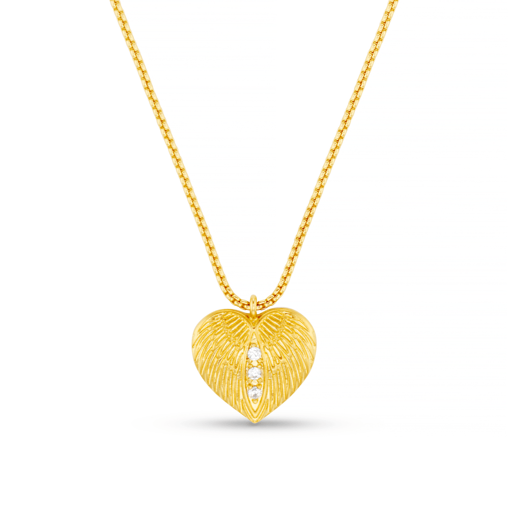 Mid - length Necklace Textured Heart Charm Necklace Orelia Jewellery