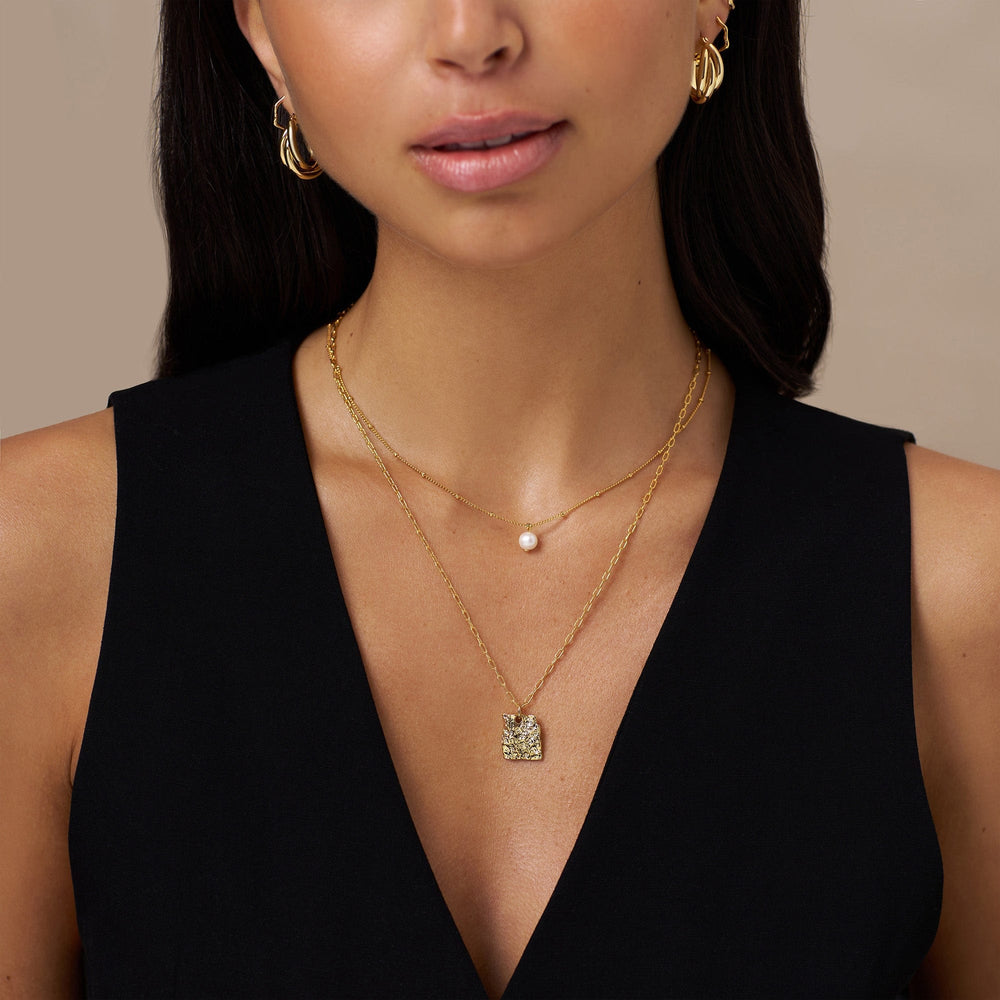 Mid Length Necklaces Pearl Satellite Necklace - Gold Orelia Jewellery