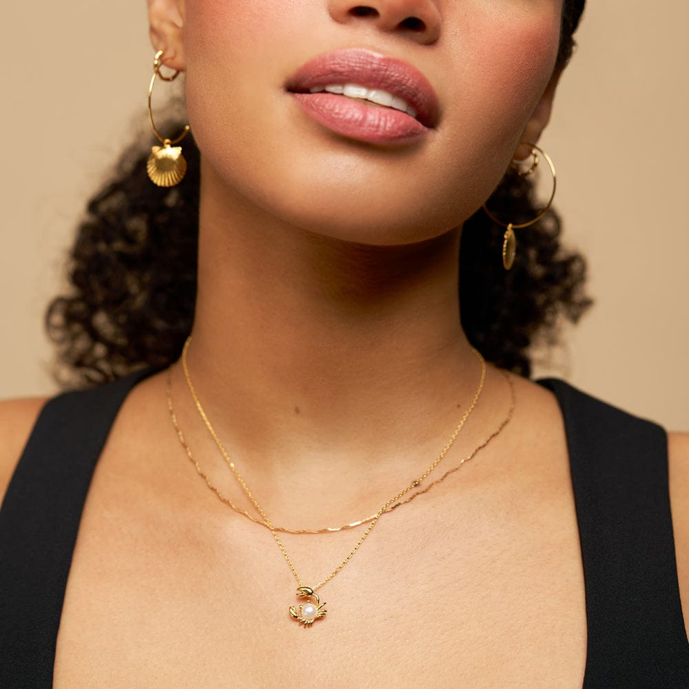 Mid-Size Hoop Default Pavé Shell Fine Hoop Earrings Orelia Jewellery