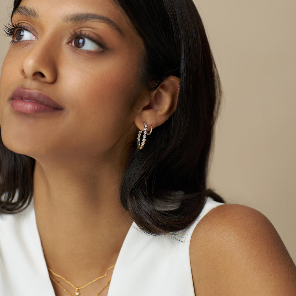 Mid-Size Hoop ONE Crystal Tennis Mid-Size Hoop Earrings Orelia Jewellery