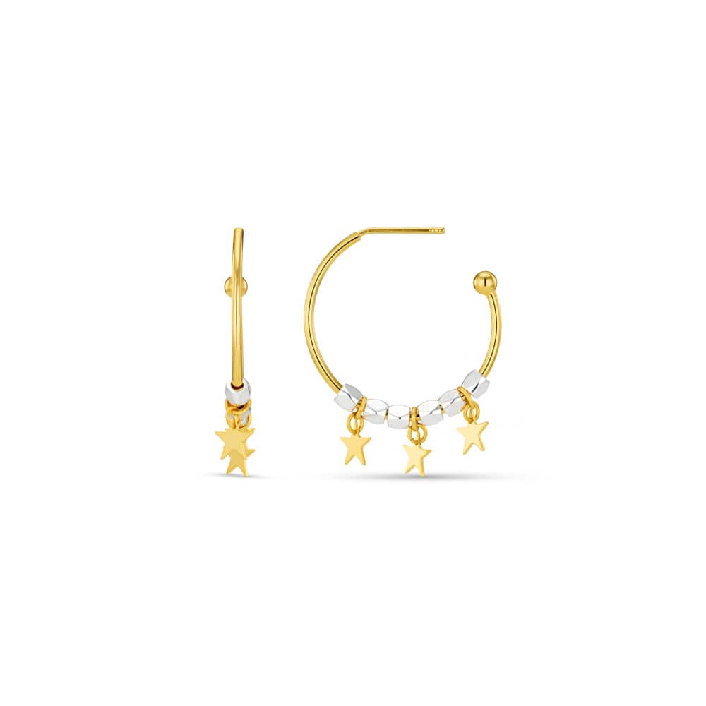 Mid-Size Hoop ONE Mixed Plate Bead & Star Hoop Earrings Orelia Jewellery