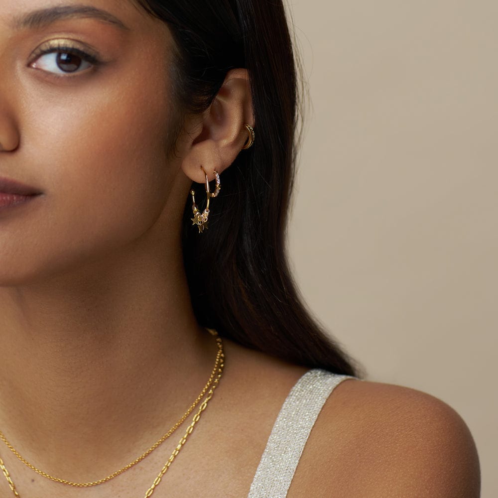 Mid-Size Hoop ONE Mixed Plate Bead & Star Hoop Earrings Orelia Jewellery