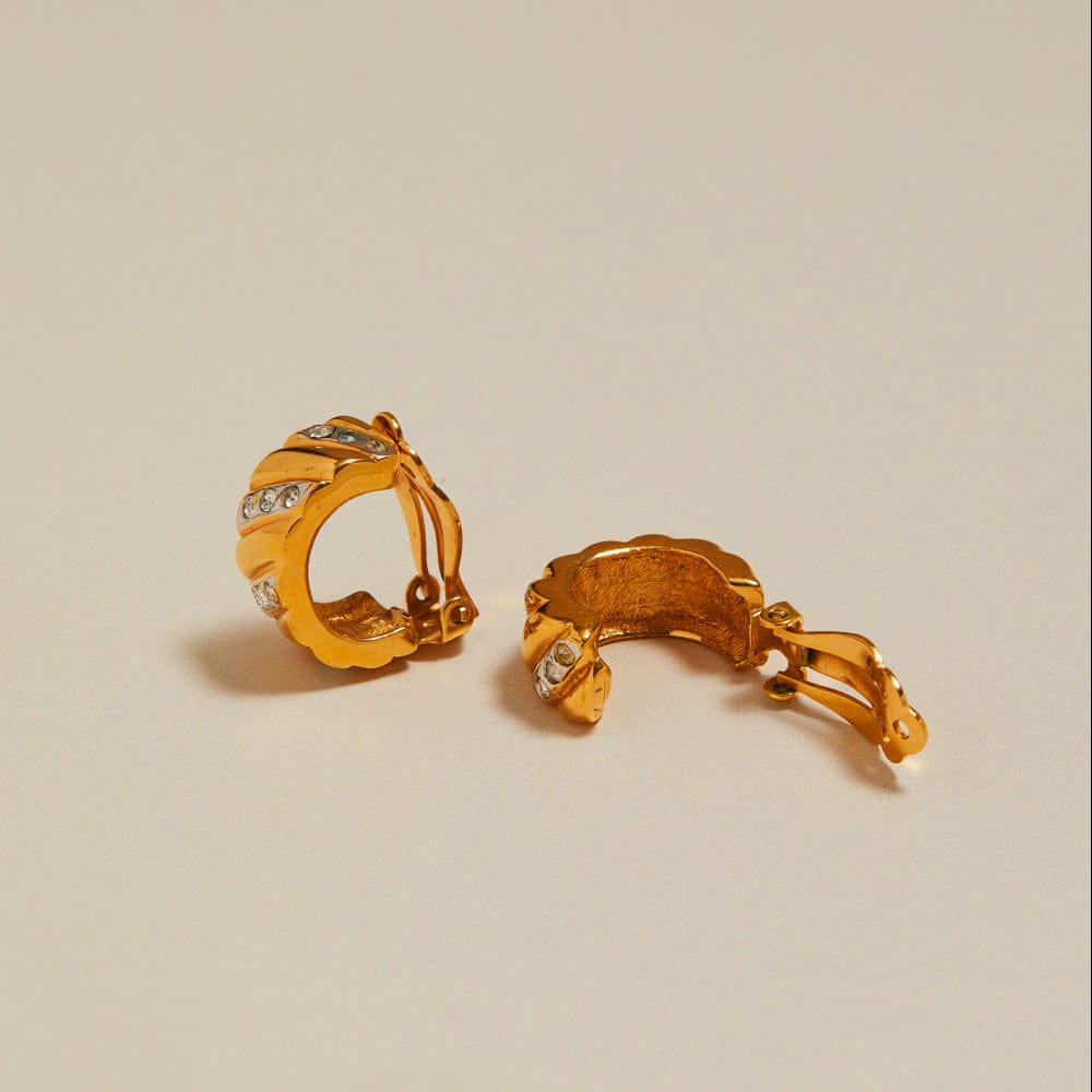 Mid-Size Hoop ONE Vintage Crystal Chunky Hoop Clip-On Earrings Orelia Jewellery