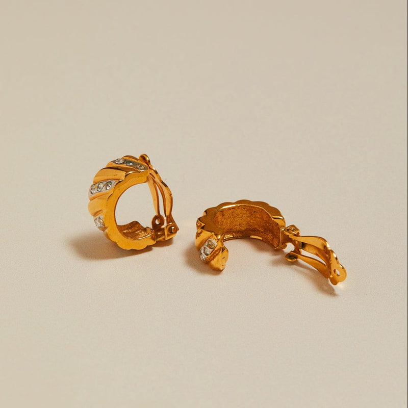 Mid-Size Hoop ONE Vintage Crystal Chunky Hoop Clip-On Earrings Orelia Jewellery