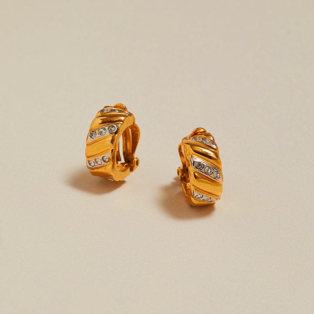 Mid-Size Hoop ONE Vintage Crystal Chunky Hoop Clip-On Earrings Orelia Jewellery