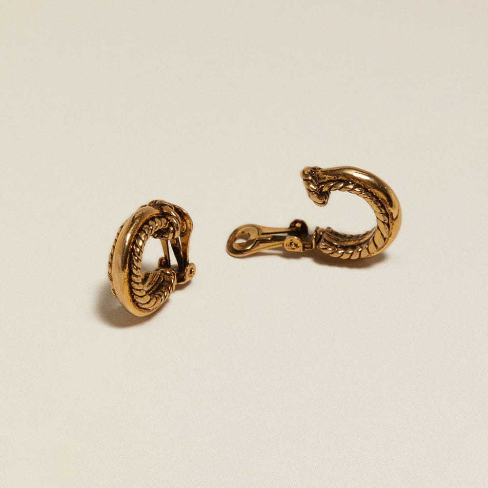 Mid-Size Hoop ONE Vintage Small Rope Clip-On Hoop Earrings Orelia Jewellery