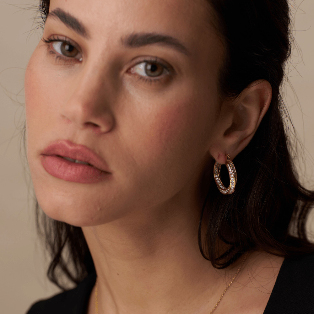 Mid-Size Hoop Pave Intertwined Mid Size Hoop Earrings Orelia Jewellery
