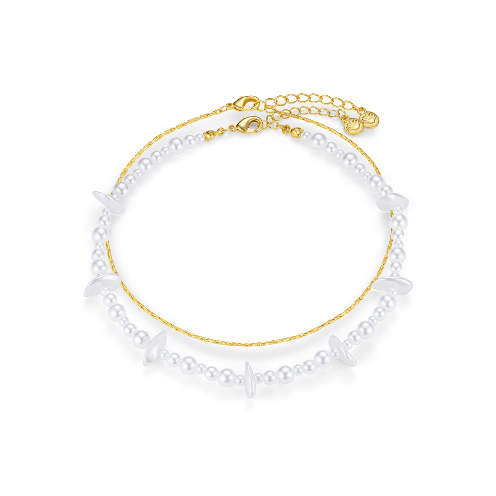 Multi Row Anklet Mixed Pearl & Chip 2- Row Anklet Orelia Jewellery