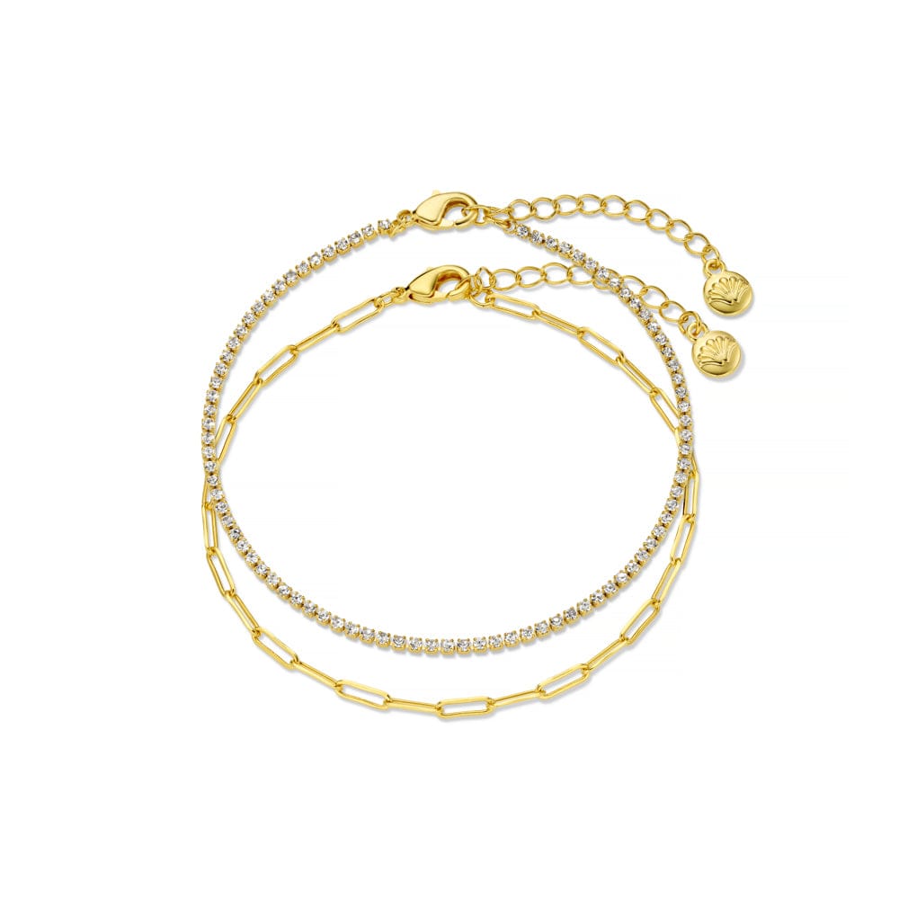 Multi Row Bracelet ONE Crystal & Chain Bracelet Duo Orelia Jewellery