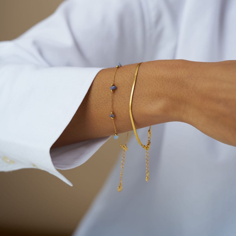 Multi Row Bracelet ONE Semi-Precious Sodalite Chip & Snake Chain 2-Row Bracelet Orelia Jewellery