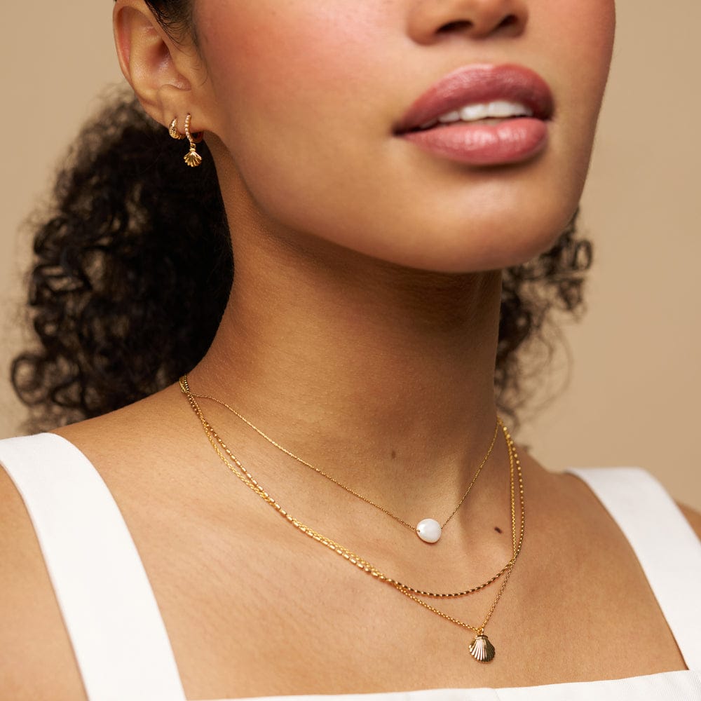 Multi Row Neckwear Default Pearl & Shell 3-Row Necklace Orelia Jewellery