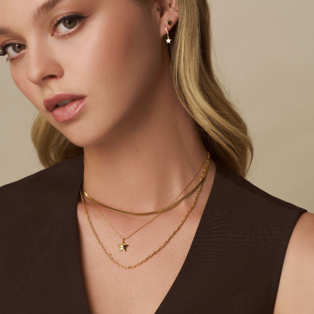 Multi Row Neckwear Molten Star Chain 3-Row Neckace Orelia Jewellery