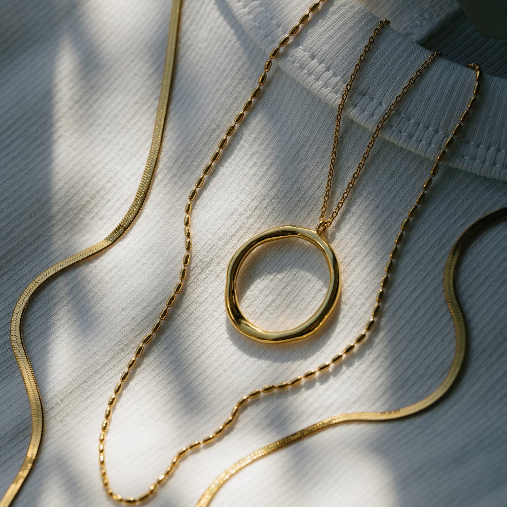 Multi Row Neckwear ONE Organic Open Circle Three Row Necklace Orelia Jewellery