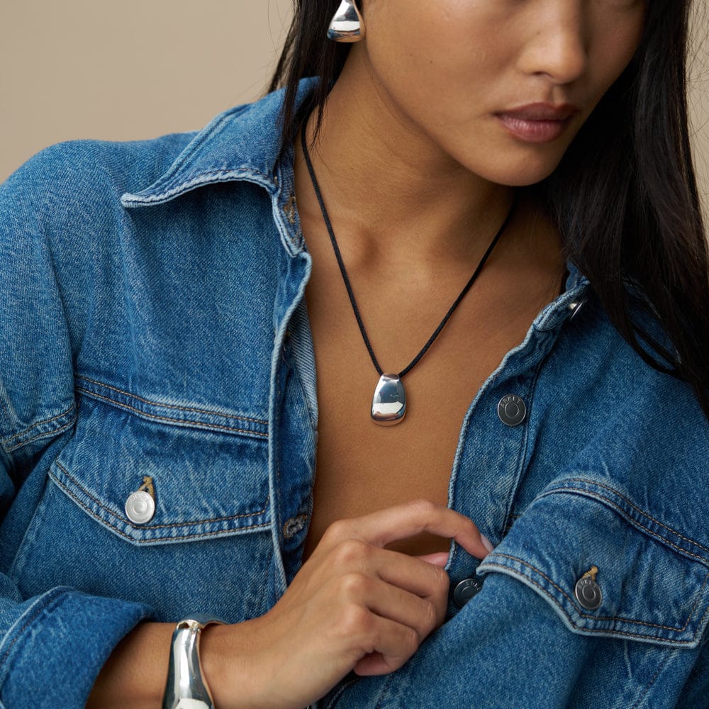 Necklace Other ONE Silver Tapered Pendant Cord Necklace Orelia Jewellery