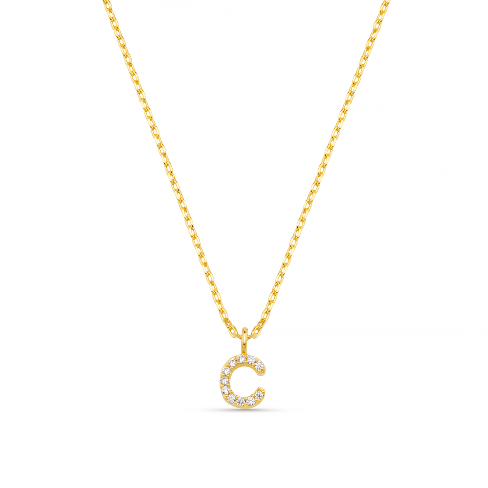 Necklaces C Pave Initial Charm Necklace Orelia Jewellery