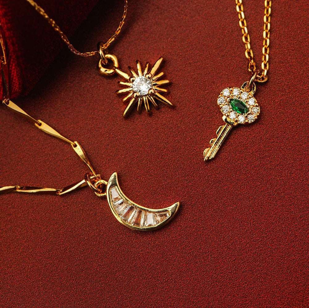 Necklaces Crystal Baguette Moon Charm Necklace Orelia Jewellery