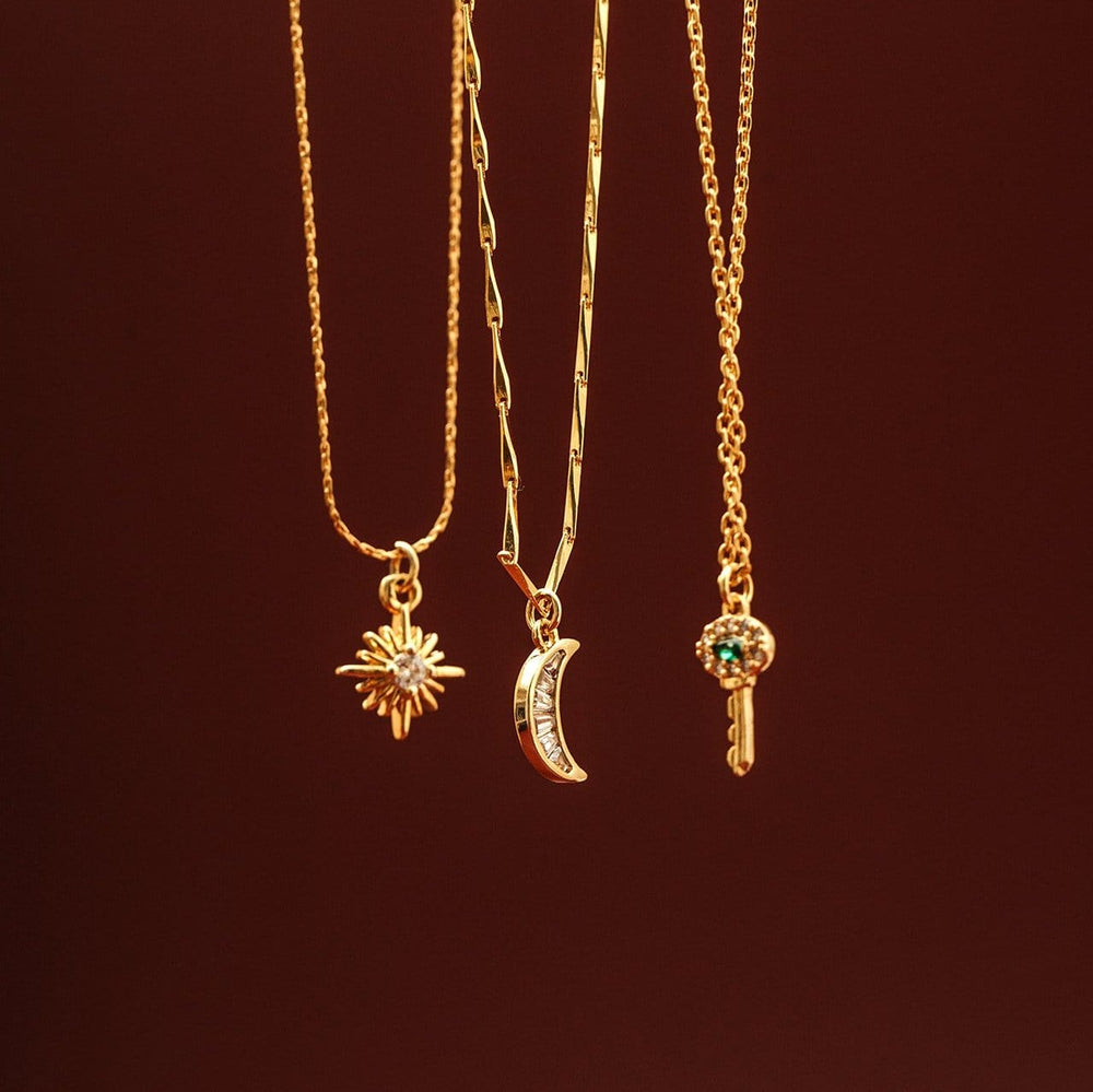 Necklaces Crystal Baguette Moon Charm Necklace Orelia Jewellery