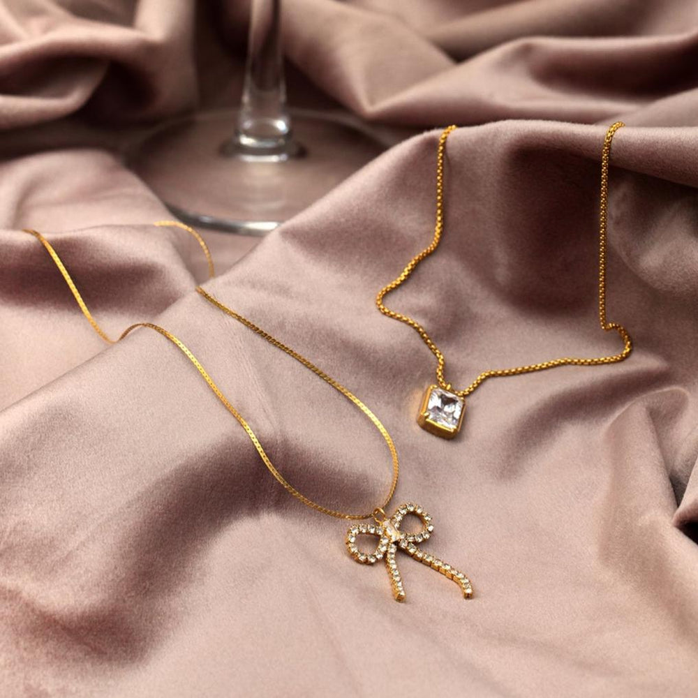 Necklaces Crystal Bow Drop Necklace Orelia Jewellery