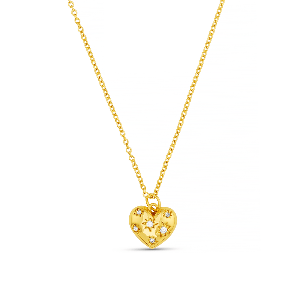 Necklaces Crystal Starburst Heart Charm Necklace Orelia Jewellery